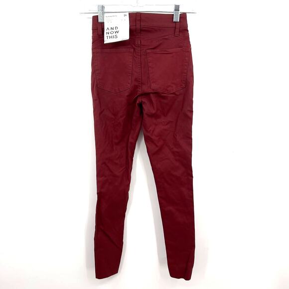 And Now This Red Burgundy Coated Skinny Glossy High Rise Jeans Size 24" New - Picture 5 of 8